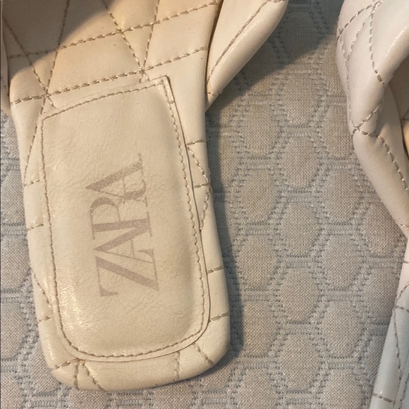 Zara Cream Quilted Slide Sandals - Picture 2 of 6